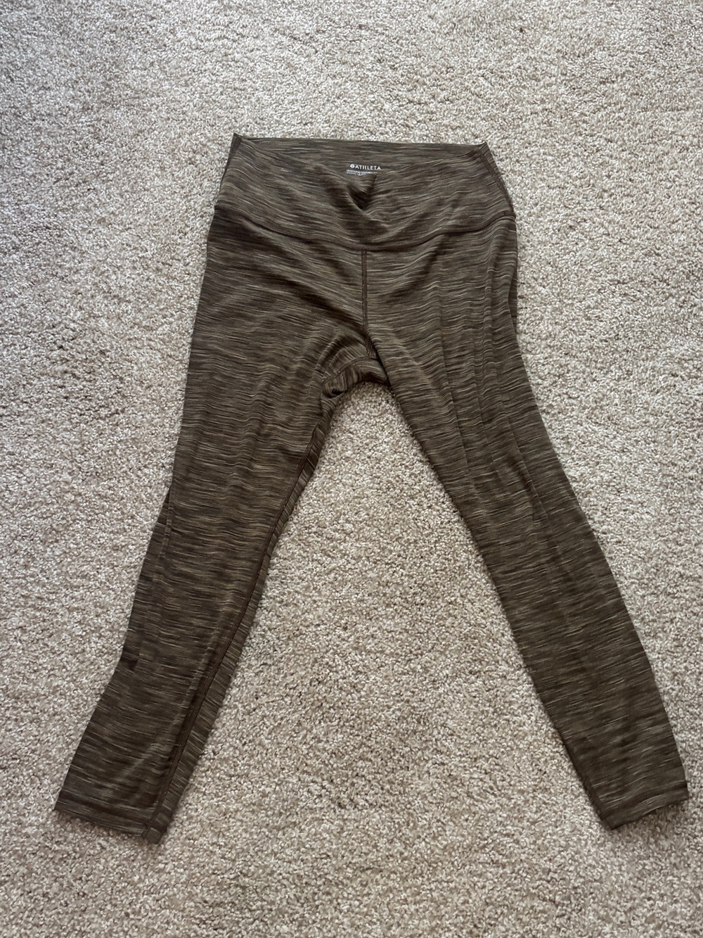 Athleta Olive Brown Space-Dye 7/8 Leggings